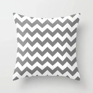 Modern grey and white geometric chevron pattern square pillow cover for home sofa decor