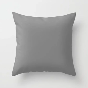 Close-up of minimalist square grey cushion cover with premium peach skin fabric texture