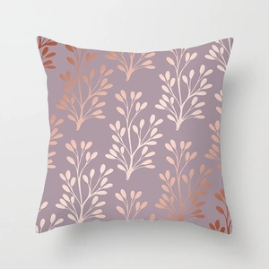 Elegant rose gold branch pattern on a mauve peach skin pillow cover for home sofa decor