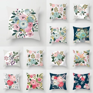 Pastel floral cushion covers with 12 vintage botanical patterns in soft cotton linen fabric