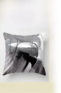 Detail of digital printed abstract geometric cushion cover with fade resistant pattern