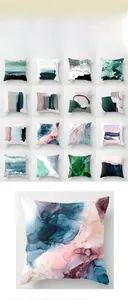 Close-up of abstract geometric oil painting patterns on soft short velvet cushion covers