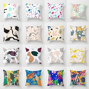 Modern Abstract Art Decorative Pillowcase Geometric Plant Silhouette Cushion Cover Soft Peach Skin Throw Pillow Case For Sofa Home Decor