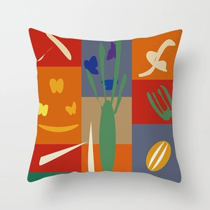 Modern Matisse-style abstract geometric square cushion cover for sofa and home decor