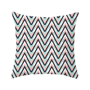 Modern geometric zigzag pillowcase with pink and green patterns on white background