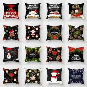 Christmas Decorative Pillowcase Peach Skin Polyester Cushion Cover For Sofa Living Room Xmas Festive Home Decor Pillow Shell