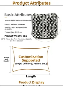 Detailed specs for a 45x45cm polyester leopard print pillowcase with washing instructions
