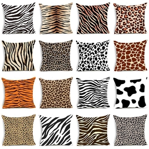 Modern Animal Print Decorative Cushion Cover Square Polyester Leopard Zebra Tiger Cow Pattern Throw Pillowcase For Home Sofa