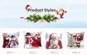 Detailed grid showing four festive Santa Claus and Snowman Christmas pillow cover patterns