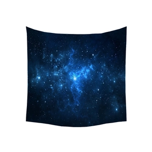 Starry night sky tapestry featuring deep blue nebula patterns for home wall decor