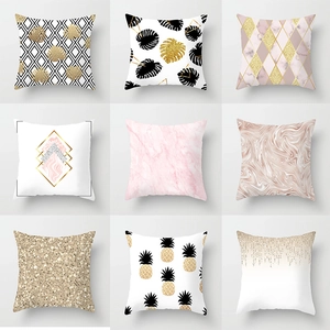 Nordic Pink Marble Geometric Pillowcase Modern Minimalist Decorative Cushion Cover Polyester For Sofa Home Decor