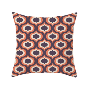 Geometrischer Kissenbezug in Orange und Lila mit Pfirsichhaut-Textur für Sofa-Deko