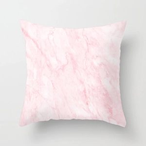 Detail of pink marble pattern geometry on a soft square decorative pillowcase