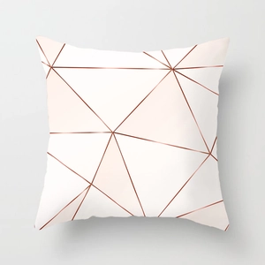 Nordic pink marble geometric square pillowcase with rose gold lines for sofa decor