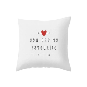 Valentine's Day heart throw pillow cover with You Are My Favourite print on white fabric