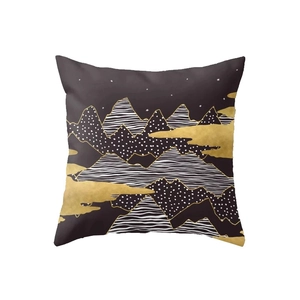 Modern black and gold mountain landscape square decorative throw pillow cover for sofa