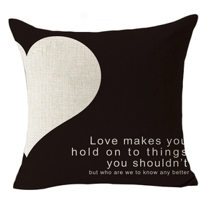Linen Valentine's Day throw pillow cover with love heart and inspirational text