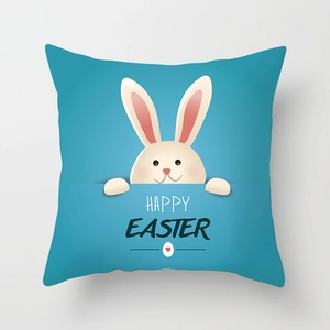 Easter bunny peach skin pillow case with Happy Easter print on dark teal background
