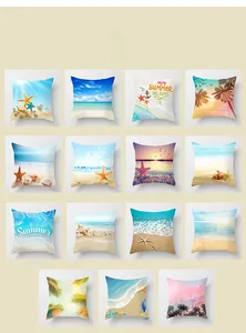 Selection of fifteen summer beach throw pillow covers with starfish and seashell patterns
