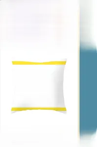 Macro detail of yellow and white striped square cushion cover with digital print quality