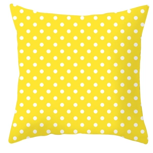 Square yellow geometric fruit throw pillow cover with white polka dots for home sofa