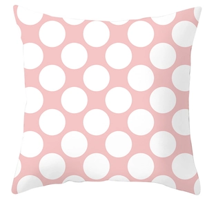 Pink decorative pillowcase with large white polka dots for modern home sofa decor