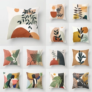 Modern Nordic abstract geometric portrait pillow covers with minimalist art patterns