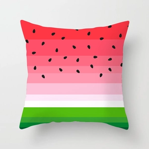 Fresh summer square pillowcase with creative watermelon print for home sofa decor