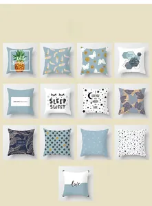 Detail view of 13 modern geometric cushion covers with pineapple and marble patterns