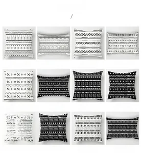 Collection de housses de coussin géométriques marocaines noir et blanc en douze motifs