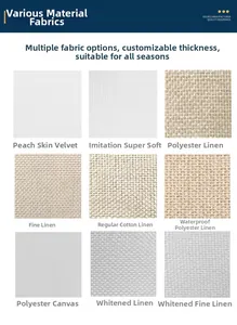 Detailed comparison of nine fabric textures including linen, velvet, and canvas for pillow covers