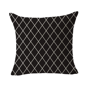 Moderne zwart-witte linnen kussenhoes met geometrisch ruitpatroon voor bank decoratie