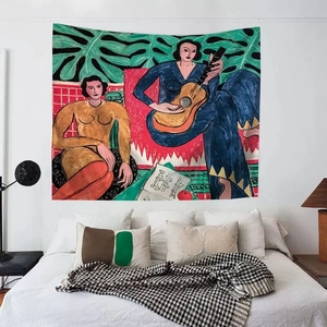 Dettaglio della trama dell'arazzo murale Henri Matisse in una camera da letto moderna