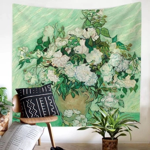 Arazzo artistico con rose bianche di Van Gogh per decorazione d'interni minimal