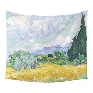 Arazzo artistico Van Gogh Campo di grano con cipressi in tessuto di poliestere di qualità