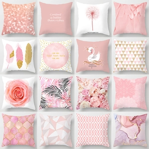 Modern Roze Veer Marmeren Print Perzikhuid Kussensloop Decoratieve Kussenhoes Voor Bank Couch Home Decor Modern Ins Stijl Vierkant
