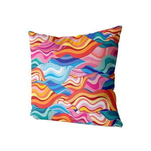 Japanese retro colorful wave pattern plush throw pillow cover for sofa home decor
