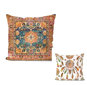 Détails du tissu épais en coton et lin avec des motifs imprimés de style bohème chic