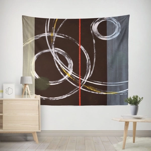 Detailed texture of modern abstract wall tapestry with geometric lines and minimalist art
