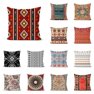 Taie d'Oreiller de Style Bohème Ethnique Vintage Géométrique Abstrait Mandala Éléphant Motif Polyester Peau de Pêche Canapé