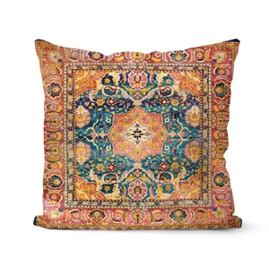 Housse de coussin ethnique vintage avec motif de tapis persan géométrique coloré