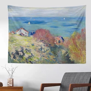 Impressionist ocean oil painting tapestry for bedroom and wall decoration