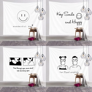 Modern Minimalist Polyester Wall Tapestry Nordic Black Line Art Character Pattern Hanging Cloth For Bedroom Home Decor