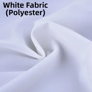 Macro shot of white polyester fabric texture with soft natural folds and smooth finish