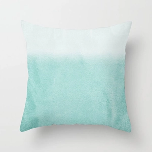 Modern mint green and white watercolor geometric square cushion cover for sofa