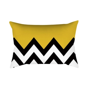 Fodera per cuscino lombare moderna con motivo chevron giallo e nero su base bianca