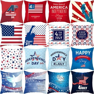 American Flag Independence Day Pillowcase 4th of July Decorative Throw Pillow Cover Polyester Peach Skin Cushion Cover
