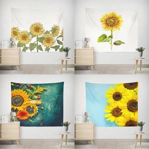Sunflower Tapestry Wall Hanging Polyester Fabric Floral Art Blanket For Room Bedroom Dorm Decor Modern Aesthetic Home Decoration