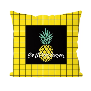 Nordic yellow geometric pillowcase with pineapple print and Enthusiasm text detail