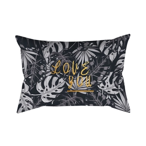 Nordic gold black white marble geometric lumbar pillow cover with Love You text